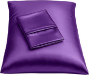 Purple Satin Pillowcase with Zipper - Set of 2