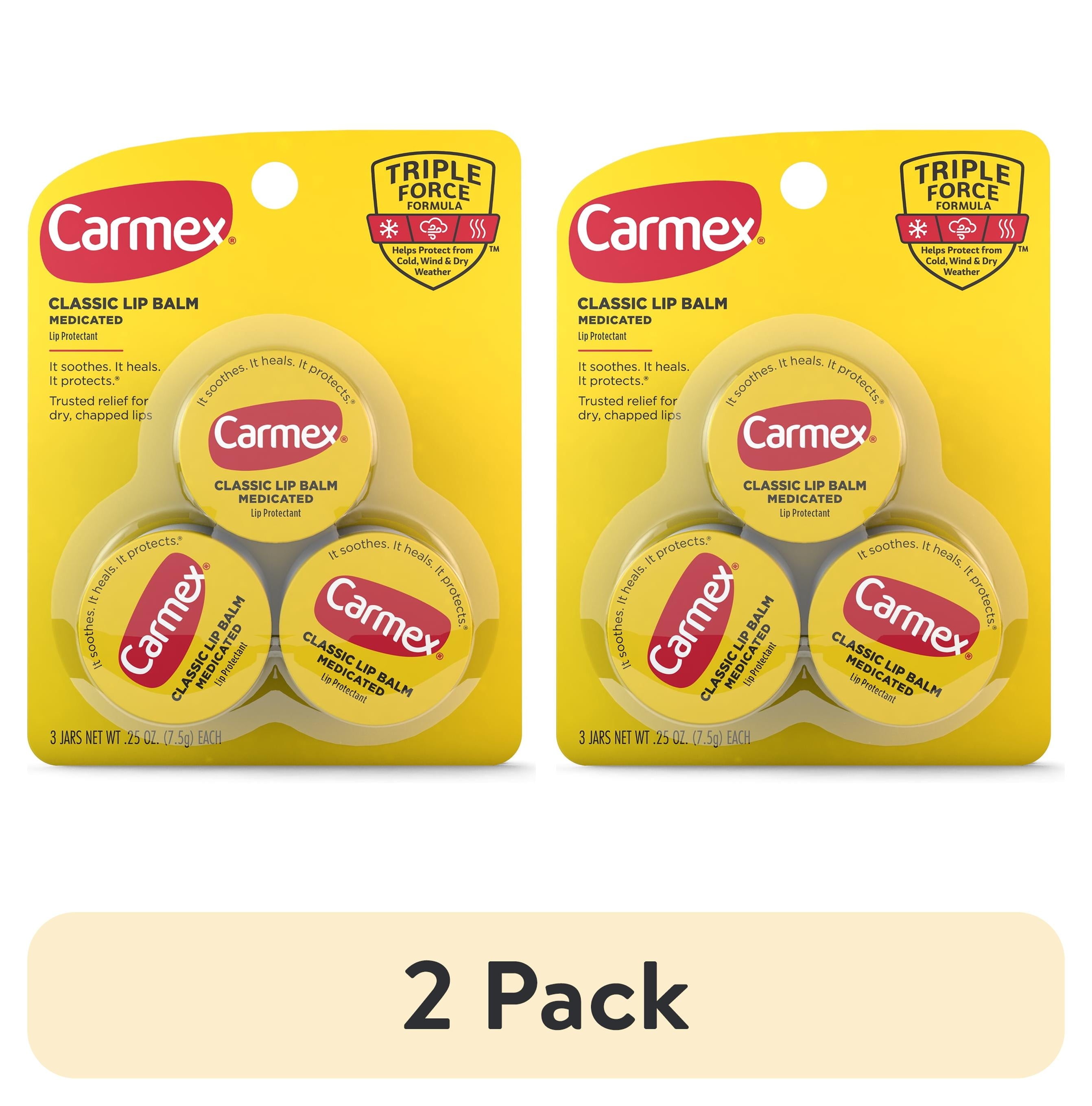 Classic Medicated Lip Balm Jars - 2 Pack, 0.25 Oz Each, Total of 3 Jars