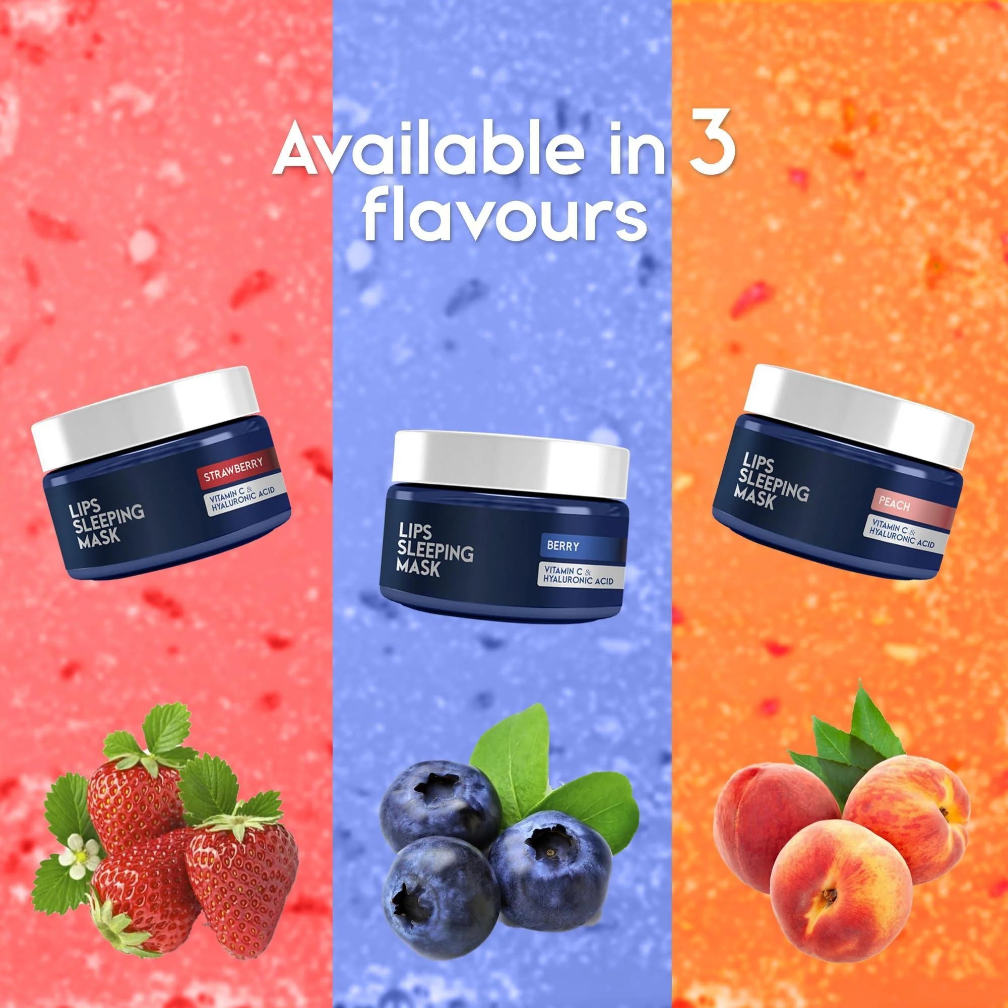 Lip Sleeping Mask with Hyaluronic Acid and Vitamin C for Nourishing and Hydrating Dry Lips - Peach Flavor