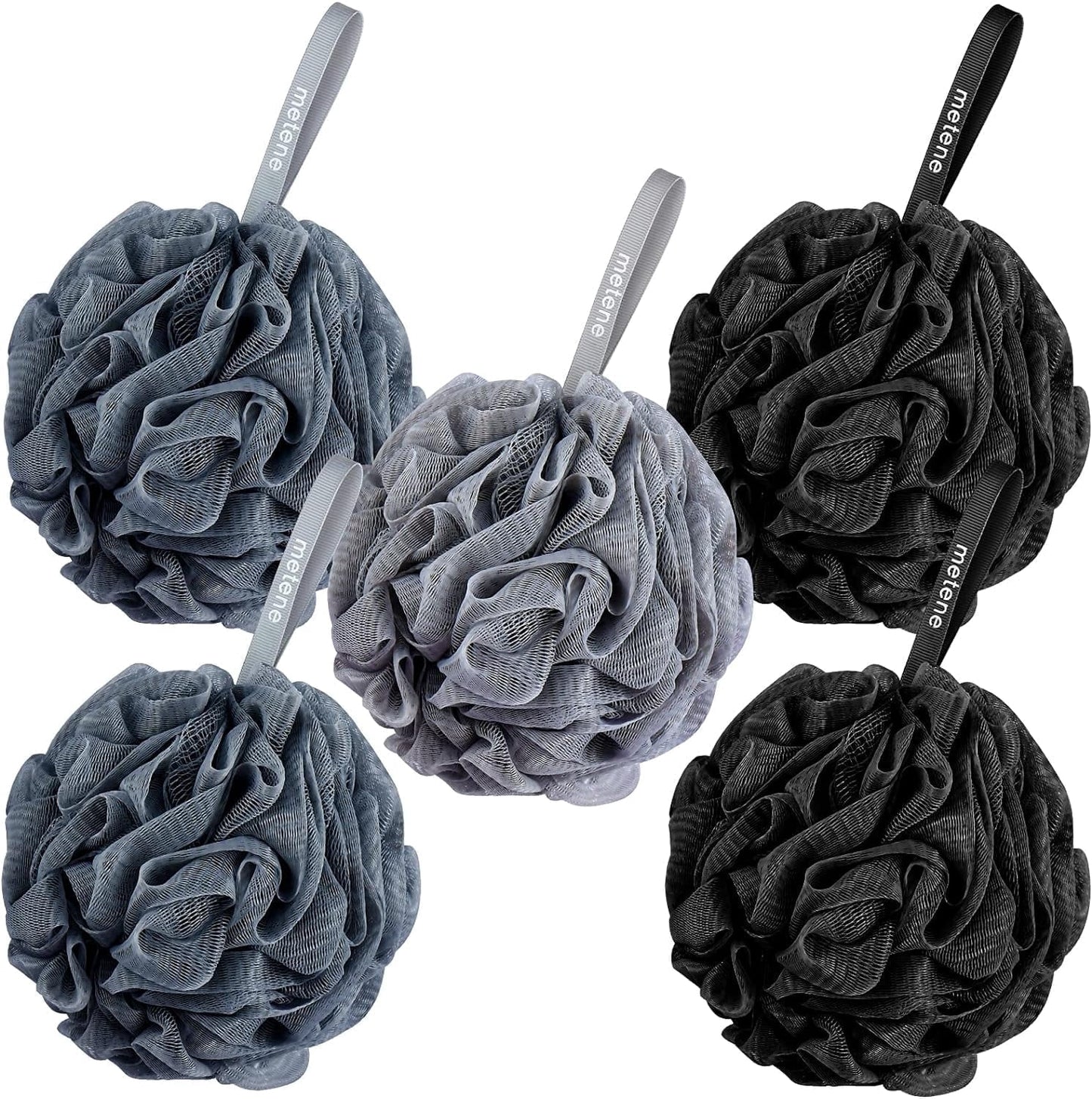 5-Pack Shower Loofah Sponges - Exfoliating Body Wash Scrubbers for Men and Women