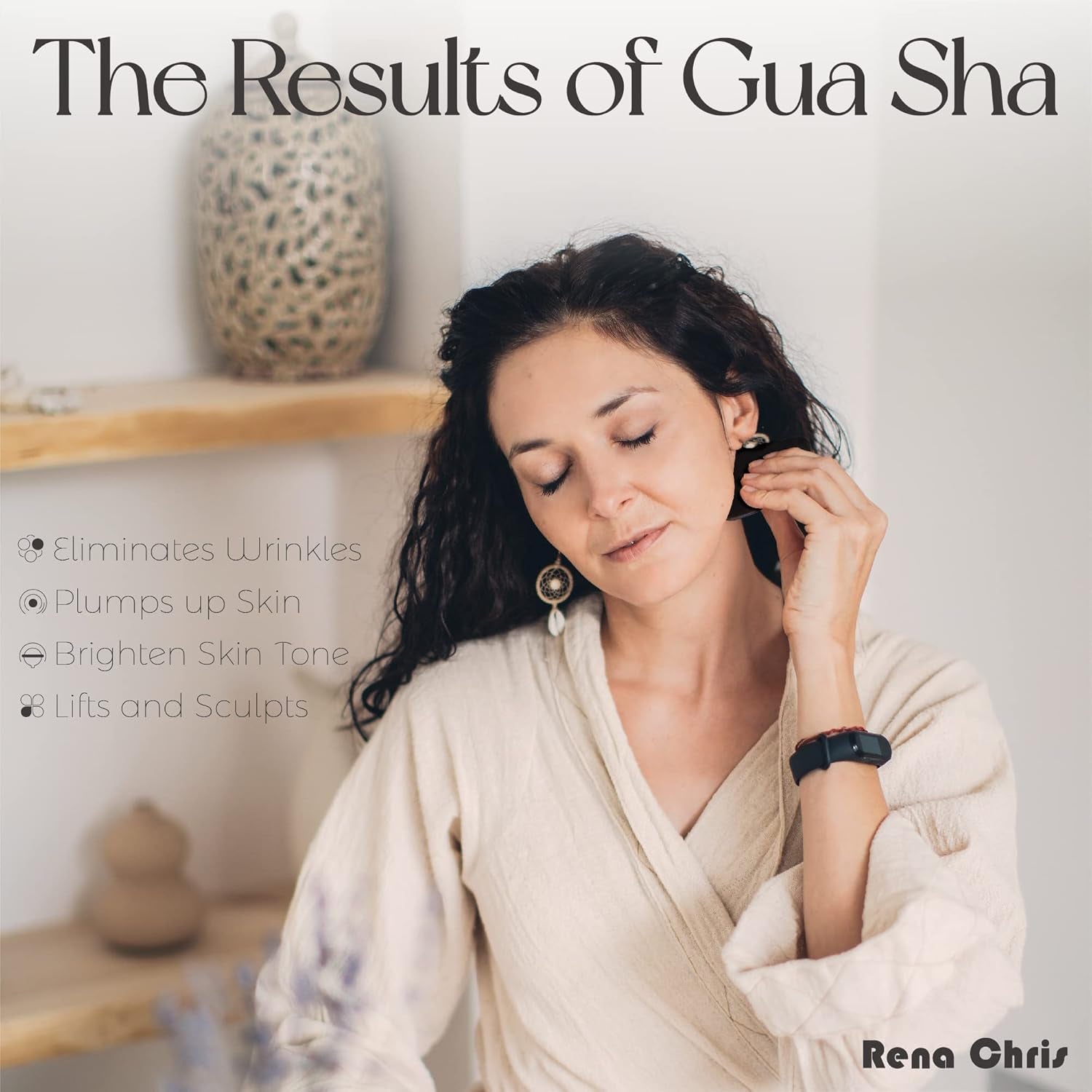 Bian Stone Gua Sha Facial and Body Massage Tool Set with Comb for Traditional Acupuncture Therapy (Wave-Edge)