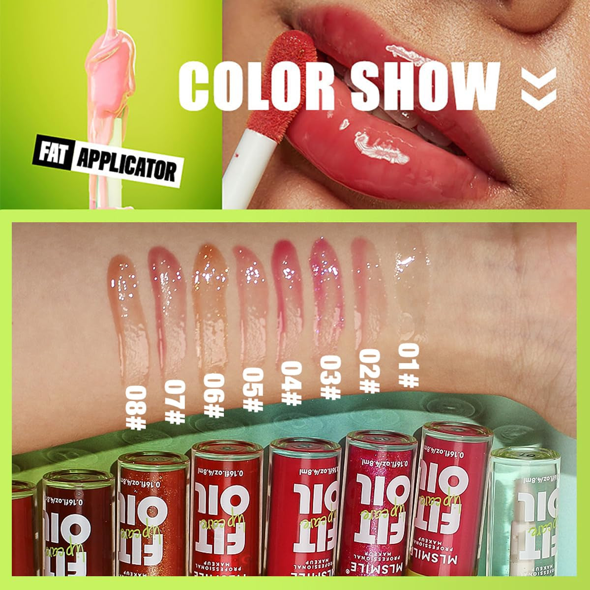 Hydrating Lip Oil with Large Brush Applicator - Nourishing, Non-Sticky, Long-Lasting Glossy Lip Care for a Plump and Smooth Finish (#01)