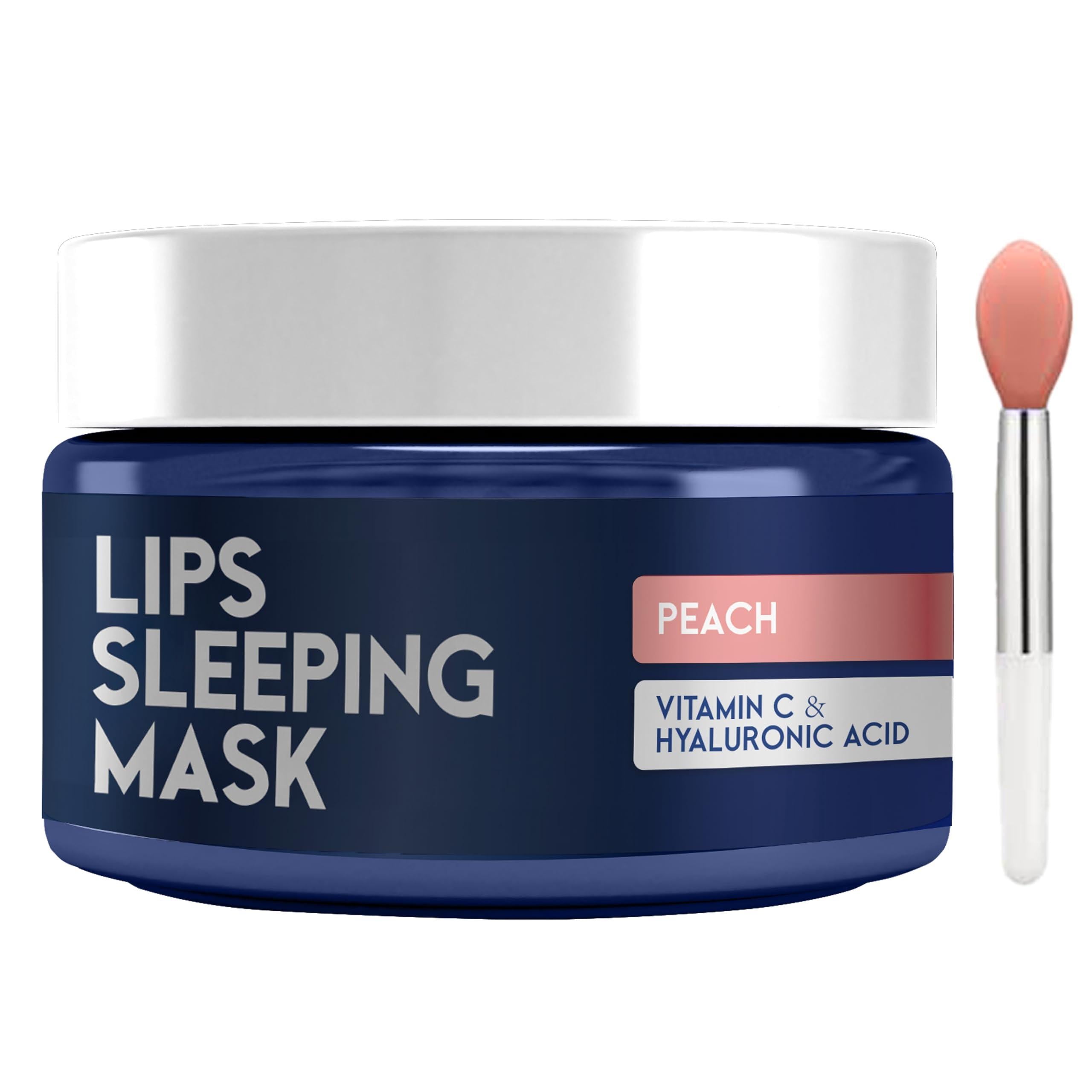 Lip Sleeping Mask with Hyaluronic Acid and Vitamin C for Nourishing and Hydrating Dry Lips - Peach Flavor