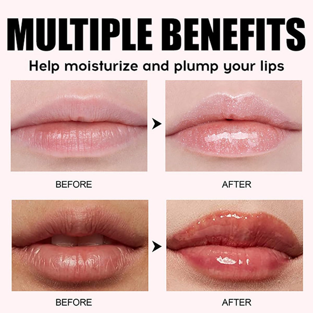 Hydrating Lip Oil with Large Brush Applicator - Nourishing, Non-Sticky, Long-Lasting Glossy Lip Care for a Plump and Smooth Finish (#01)
