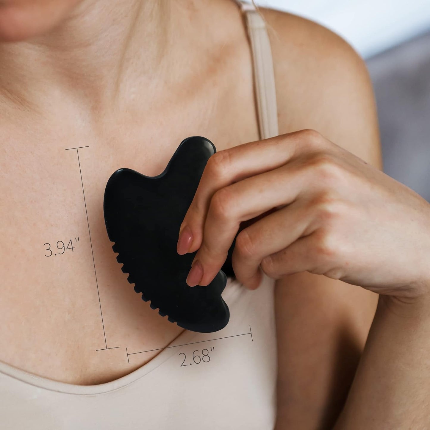 Bian Stone Gua Sha Facial and Body Massage Tool Set with Comb for Traditional Acupuncture Therapy (Wave-Edge)