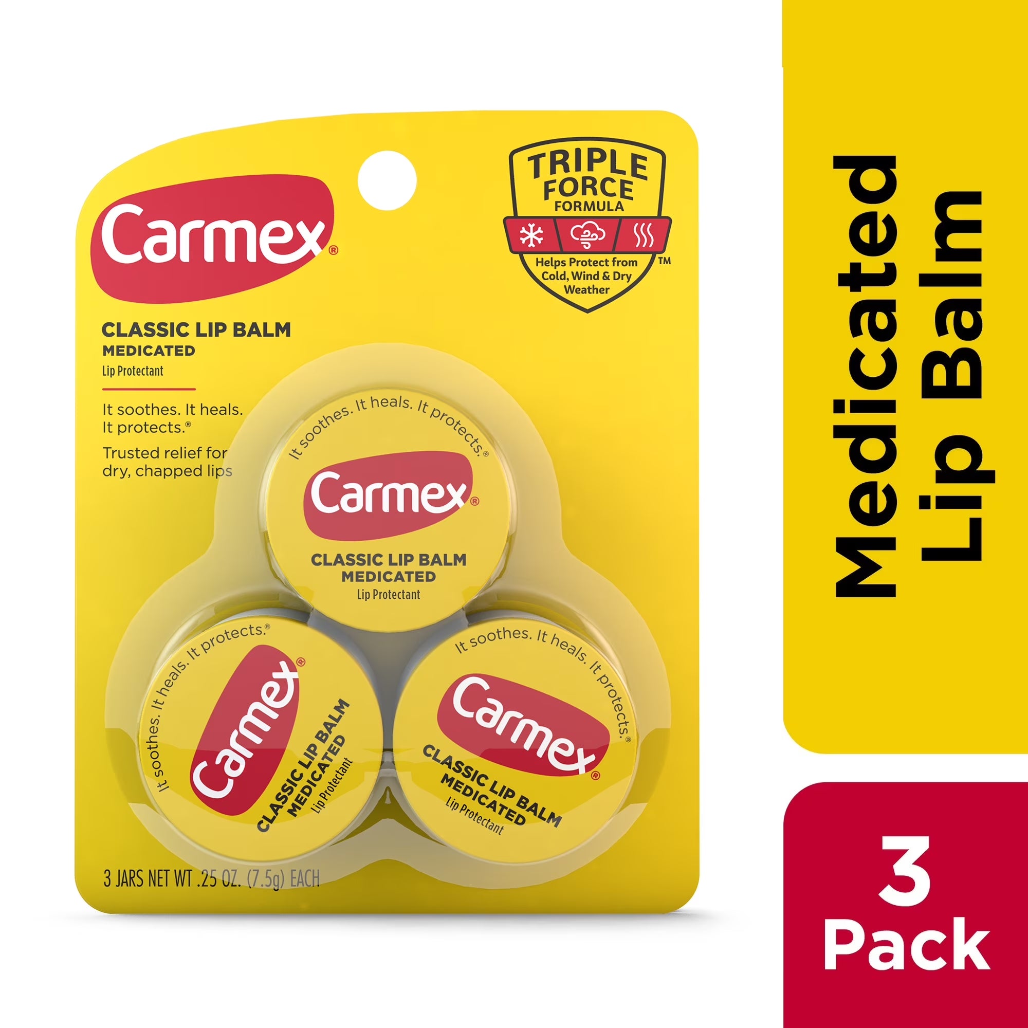 Classic Medicated Lip Balm Jars - 2 Pack, 0.25 Oz Each, Total of 3 Jars