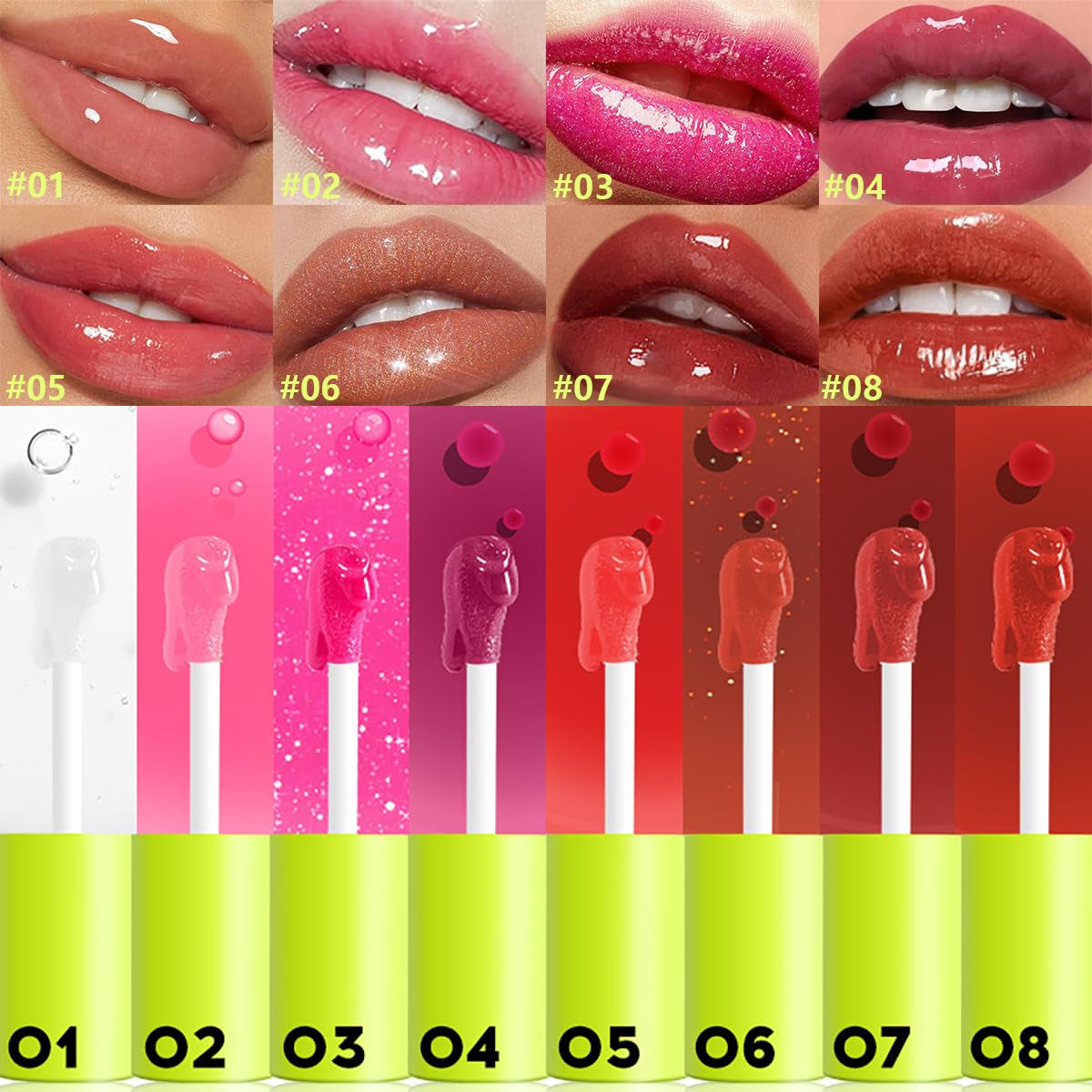 Hydrating Lip Oil with Large Brush Applicator - Nourishing, Non-Sticky, Long-Lasting Glossy Lip Care for a Plump and Smooth Finish (#01)